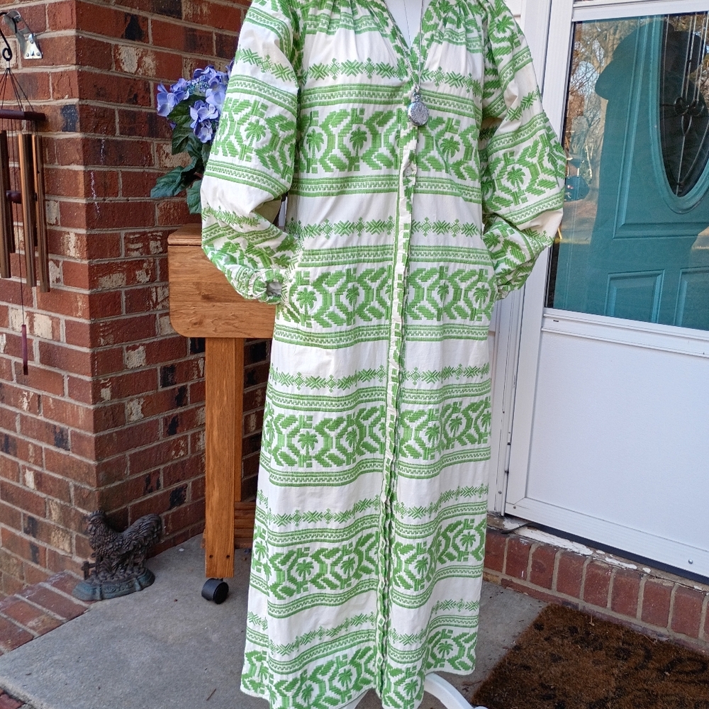 JOHANNA ORTIZ SZ 4 SOLD OUT RIMARIMA TEXTURED PALM TUNIC MAXI DRESS RTL $1,1000